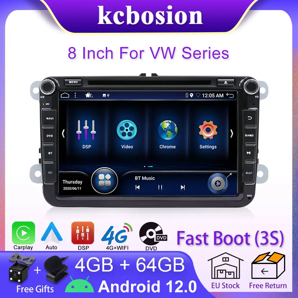 Android 12 Car Radios GPS Multimedia Player For VW/Volkswagen/Golf/Passat/b7/b6/Skoda/Seat/Octavia/Polo 2 din DSP IPS Carplay
