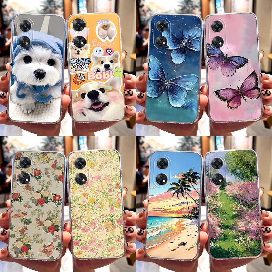 Для Oppo Reno8 T 5G красивый чехол с рисунком для 4G Мягкий силиконовый Reno 8 Модный