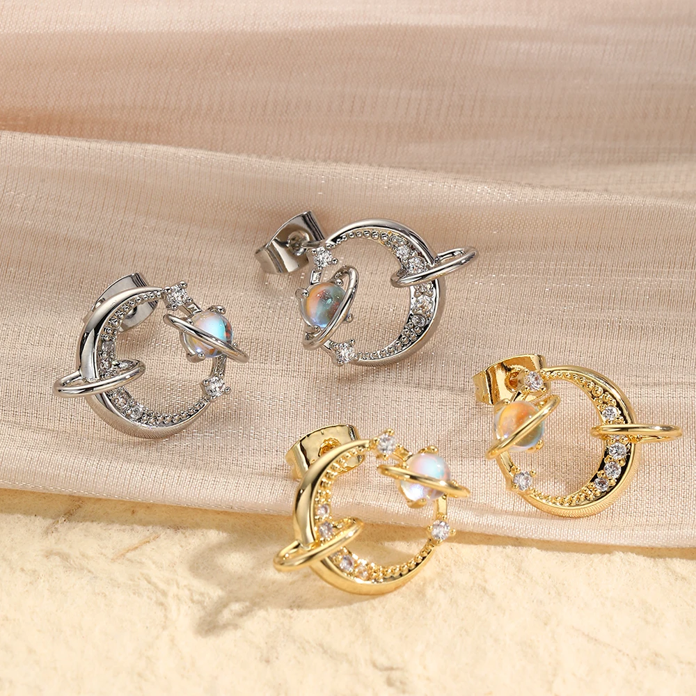 Корейские модные серьги ювелирные изделия серьги-гвоздики со звездой и планетой