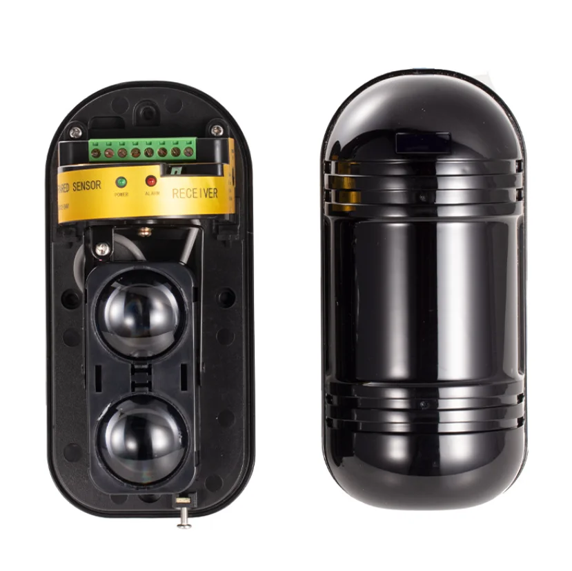 Home Perimeter Infrared Alarm Waterproof Dual Beam Sensor 100m Active Counter Detector Black Security