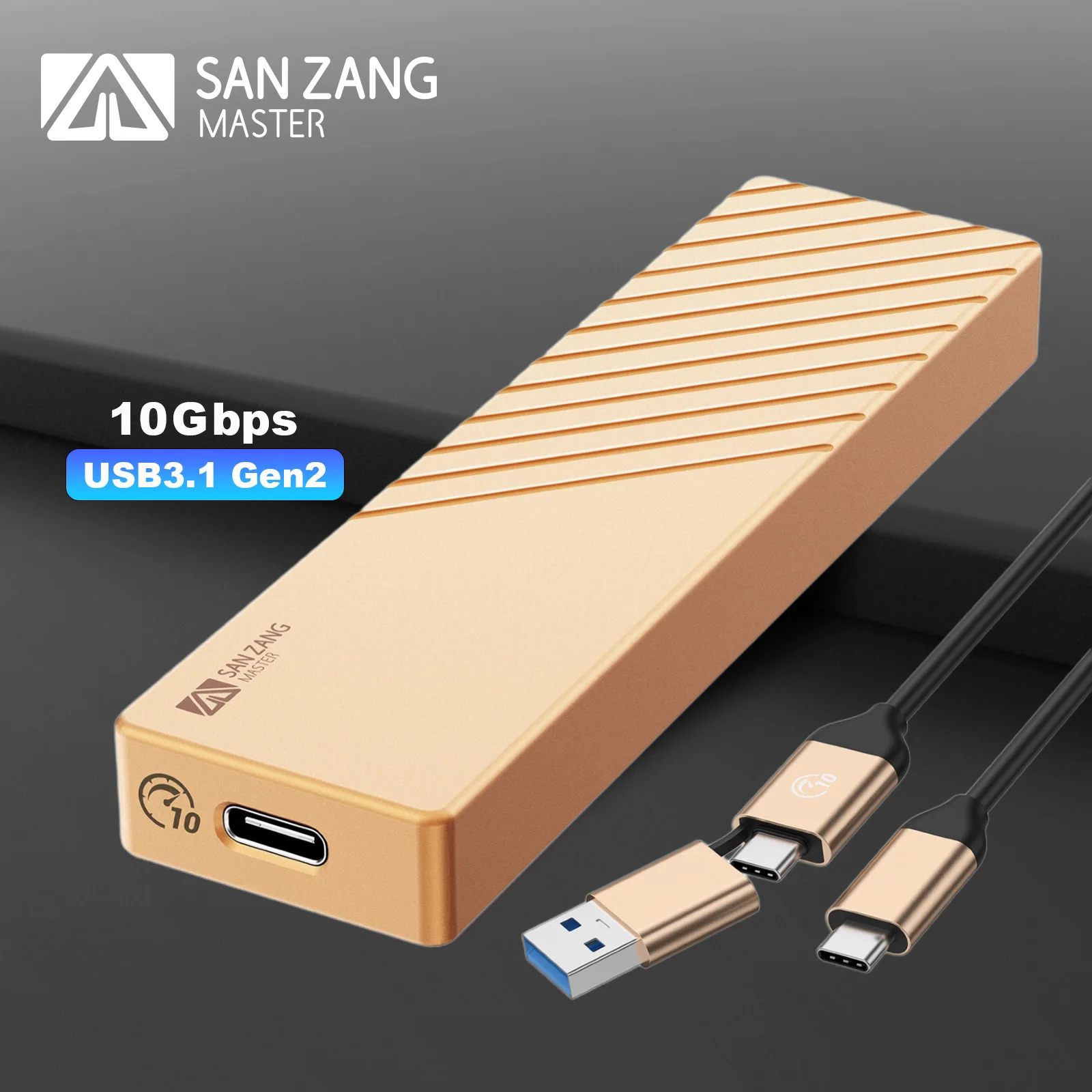 

SANZANG M.2 SATA SSD Enclosure 10Gbps USB C 3.1 Gen 2 to SATA 3.0 NGFF SATA B-Key(B&M Key) External Solid State Drive Enclosure