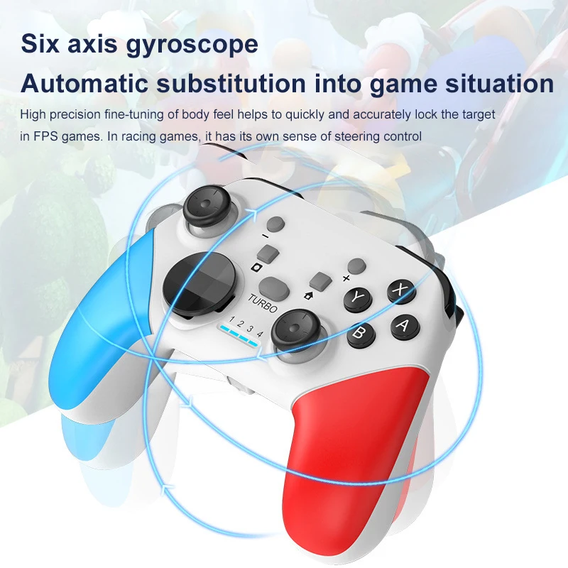 

New Bluetooth-compatible Game Handle With Motor Vibration 6-axis Somatosensory Joystick One Key To Wake Up Wireless Gamepad