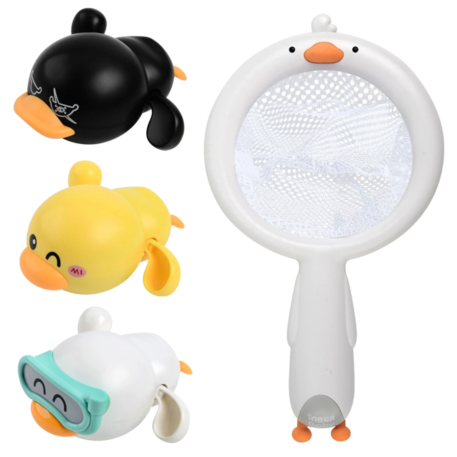 

Baby Duck Bathtub Toy Cute Duck Shaped Infant Floating Bath Toy Lovely Bath Animal Toys With Scoop Net For Kids Toddlers