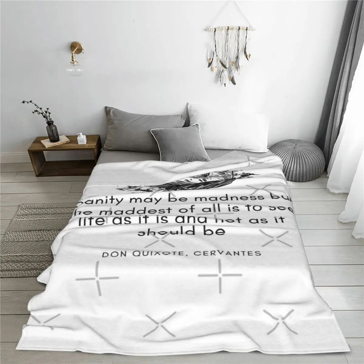 Одеяло с цитатой Дон Кихота покрывало на кровать толстое для дивана Ins Wind