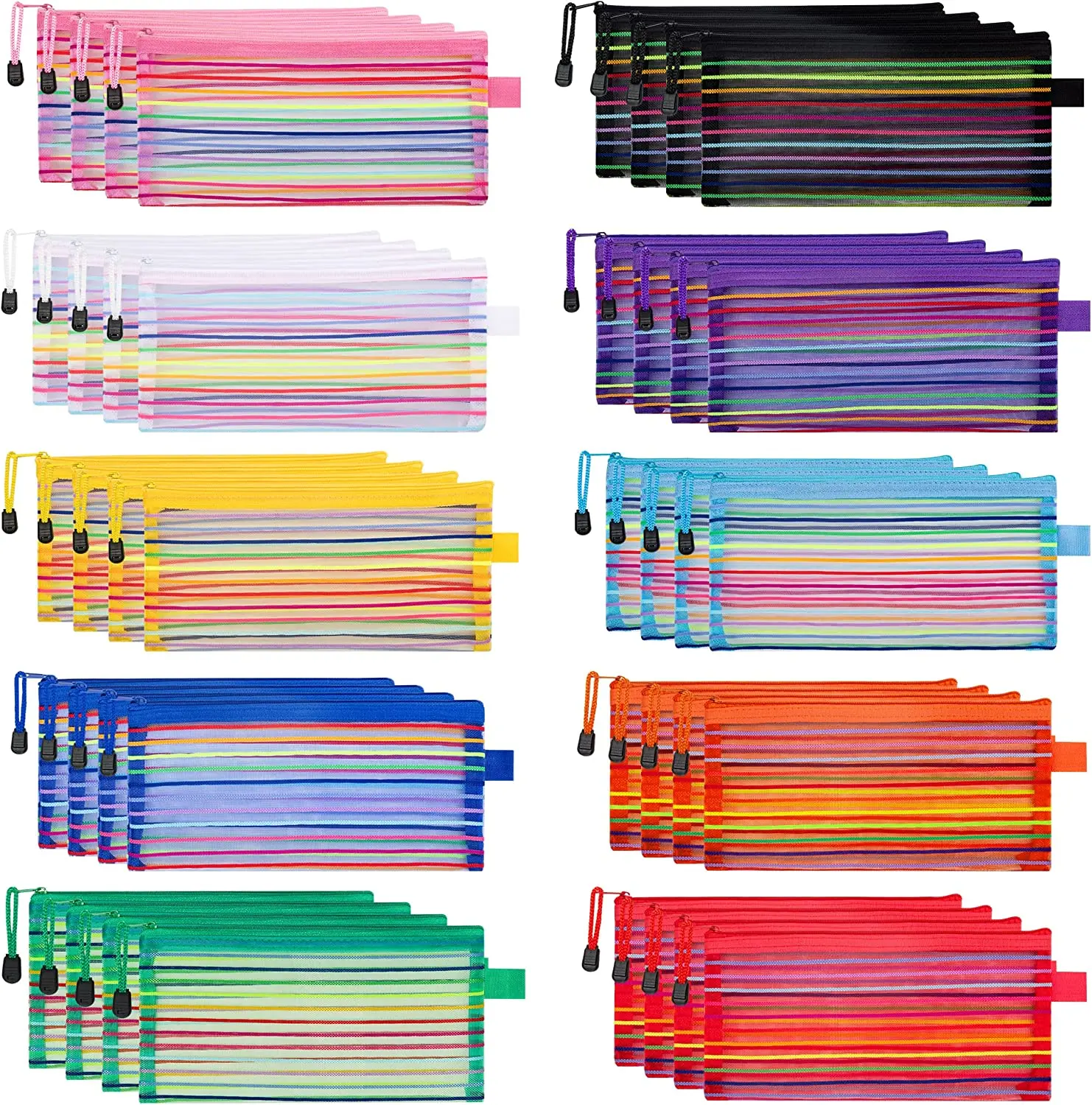 

40 Pack 10 Colors Zipper Mesh Pouch Storage Pouches Multipurpose Travel Bags for Office Supplies Cosmetics Travel Accessories