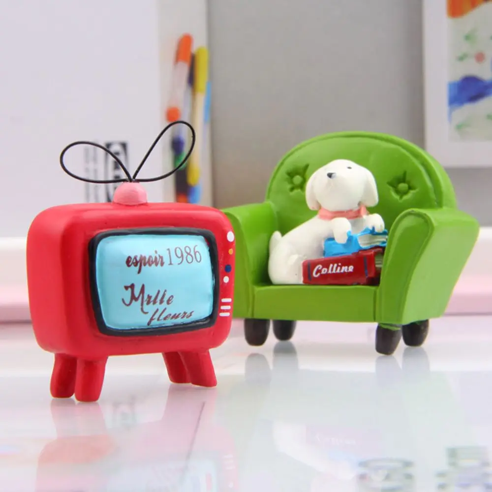 

Resin Crafts Mini Sculpture Reading Dog Figurines Garden Animal Outdoor Lovely Dog Figures Miniature Dog Ornament Set