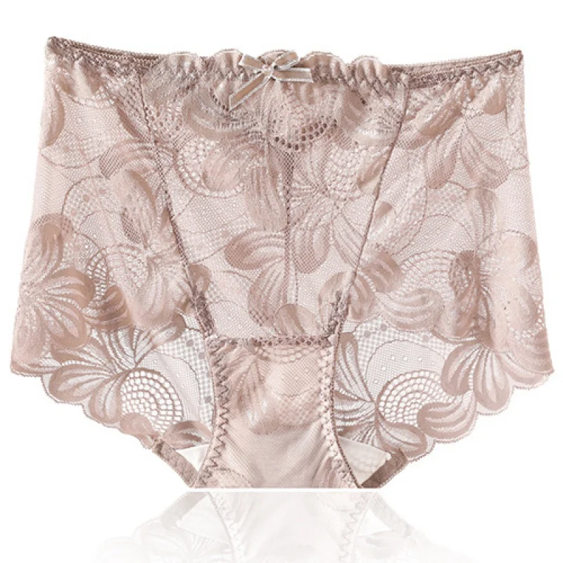 

Running Lace Underwear Women'S High Elastic Non-Tight Zero Binding Breathable Traceless Mid-Rise Waist Hollow Transparent Triang