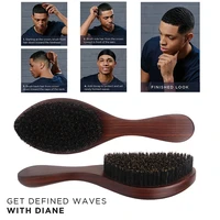 custom logo 100 boar bristle brush 360 wave brush curved texture massage hair brush for men
