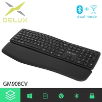 delux gm908cv silent rechargeable ergonomic office wireless keyboard bluetooth usb 2 4g slim with hand palm rest for windows mac