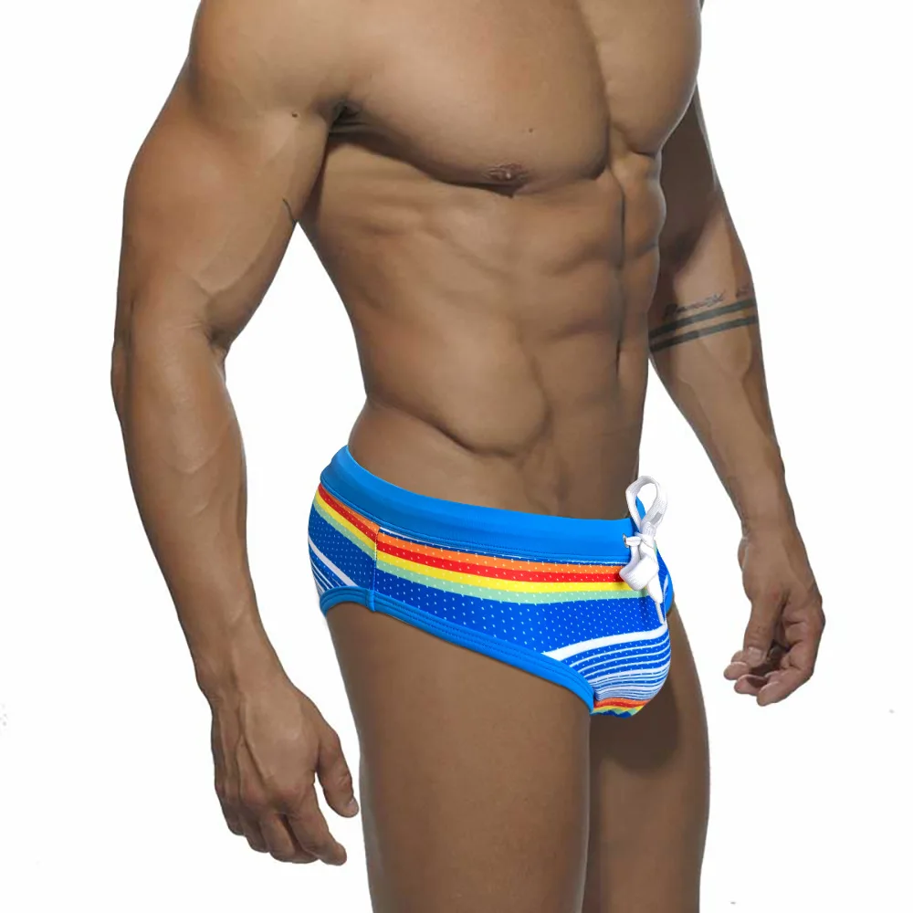 

Stripe Swimsuit Men New Bathing Suits Male Sexy Swimwear Low Waist Beachwear Man Summer Breathable Gay Swim Briefs 2022