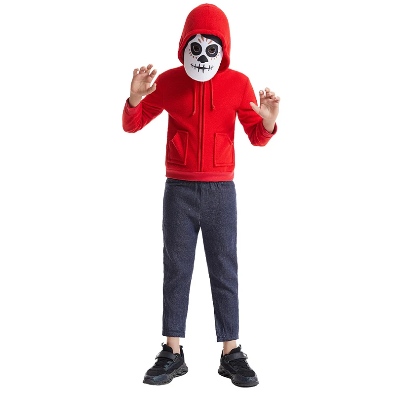Boys Coco Miguel Costume Kids Red Jacket Pants Mask Full Set Fancy Dress Up For 2023 Halloween Carnival Party Cosplay images - 6