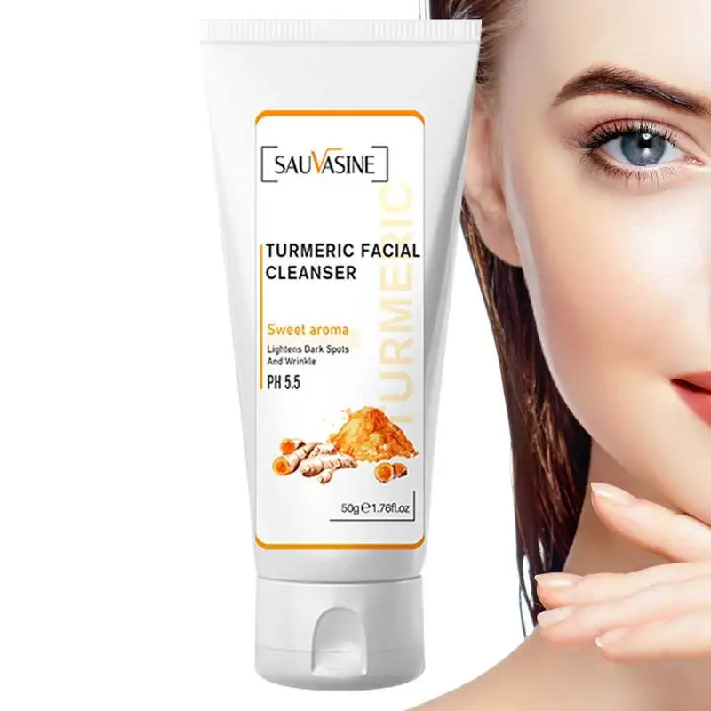 

Turmeric Facial Cleanser | 50g Turmeric Facial Cleanser Moisturizing Skin| Soft Deep Cleaning Exfoliator