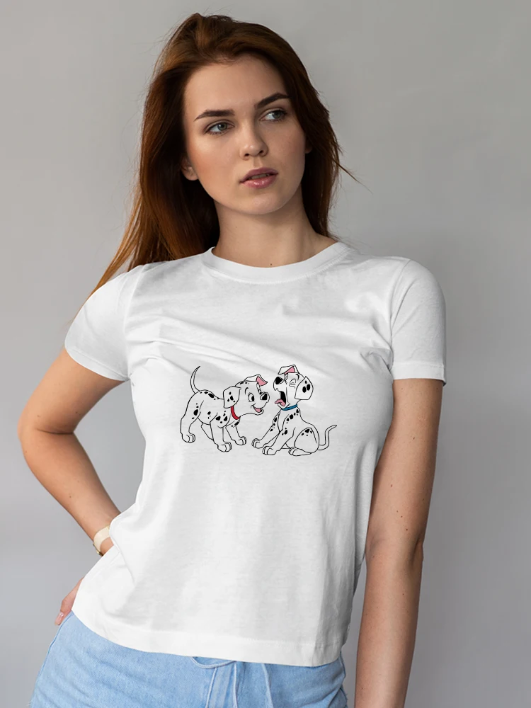 

Disney 101 Cute Dalmatians Simple Aesthetic T-shirt Women European Style Fashion Young Casual Lady Clothes Harajuku Drop Ship
