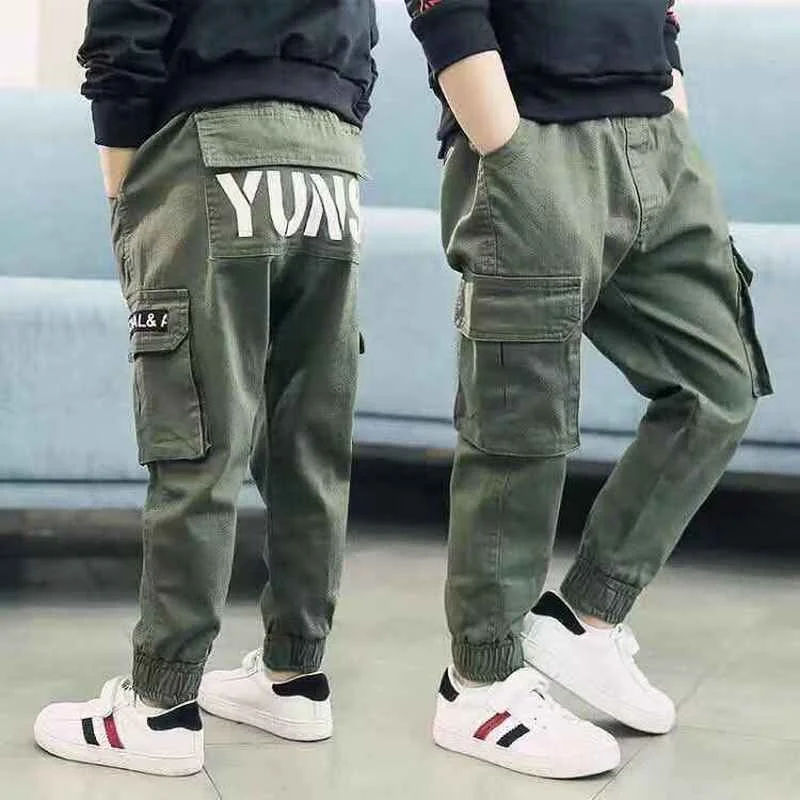 Kid Pants For Boys cargo Pant Letters  Autumn Kids Pants Casual Kids Clothes Winter Teenage Boys Clothing For 4 6 8 12 14 Years
