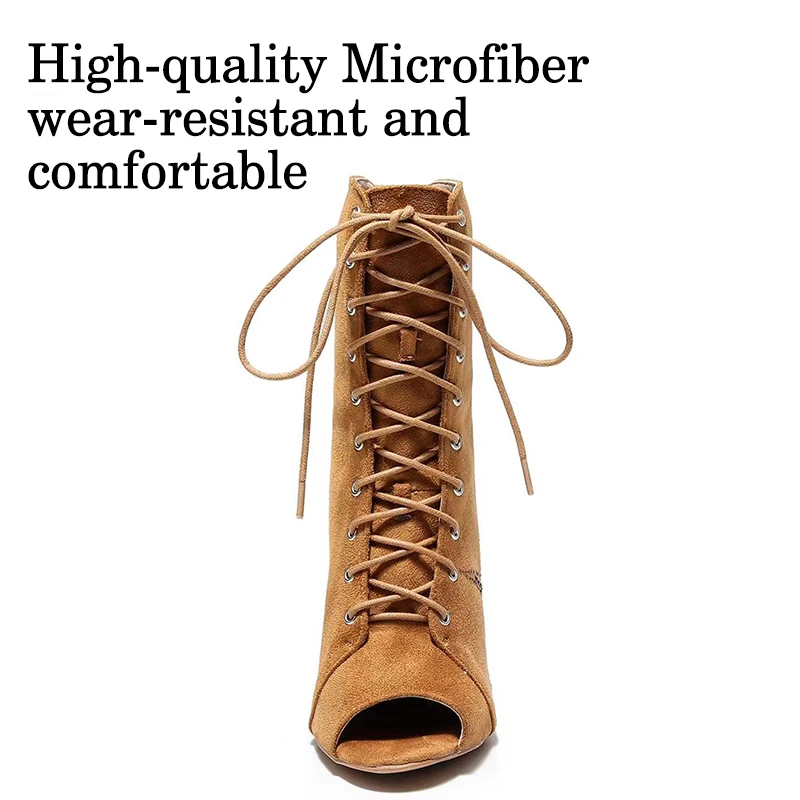 DKZSYIM Jazz Dance Shoes Women Ballroom High Top Latin Dance Shoes Soft Soles Ladies Girls Tango Dance Shoes High Heels 7.5-11cm