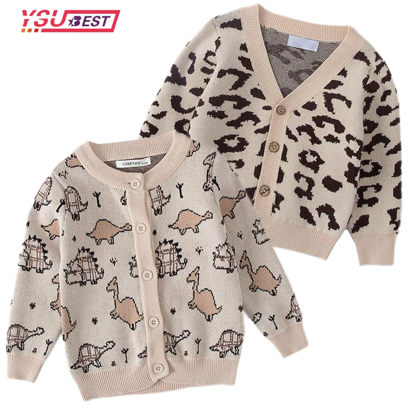 

Детский хлопковый свитер с динозавром, на весну-осень