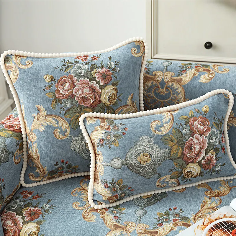 

1 шт. чехол для подушки из синели 45x4 5 см/30x50 см, квадратный чехол, чехол, 3D жаккардовый Цветочный Синий Бежевый Декоративный Диван