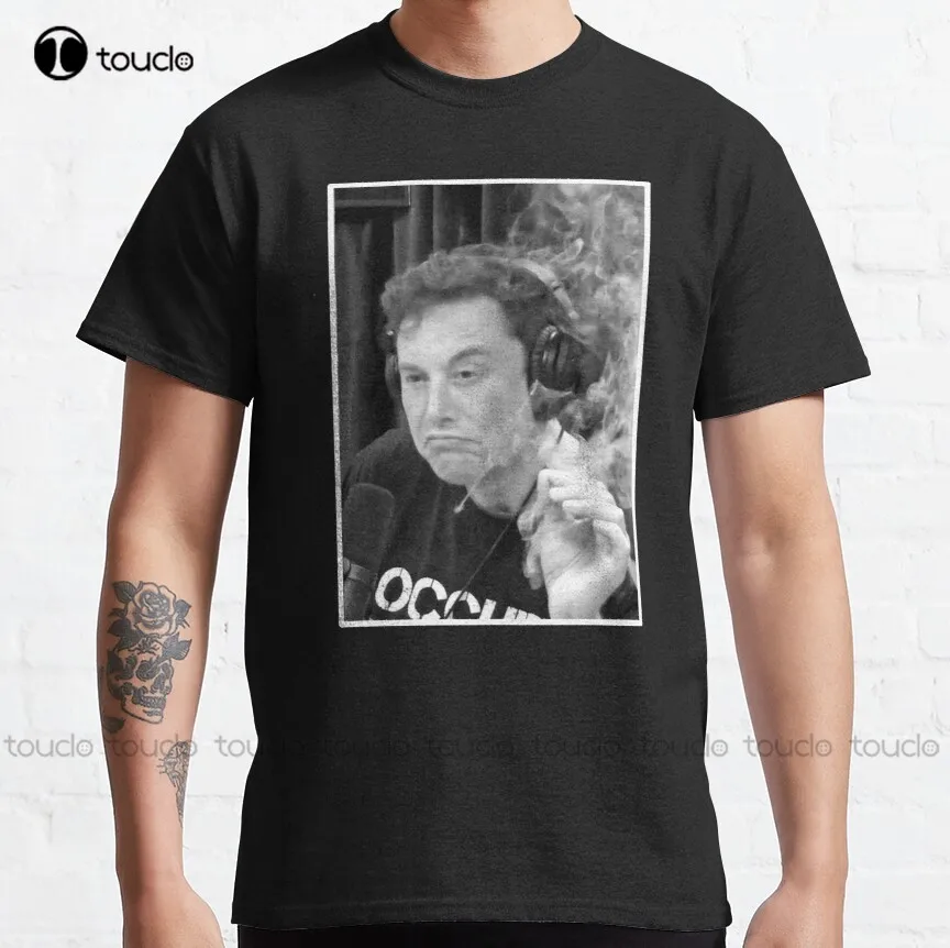 

Elon Musk Smoking Weed On Joe Rogan Experience Picture Classic T-Shirt Tee Shirt Cotton Outdoor Simple Vintag Casual Tee Shirt
