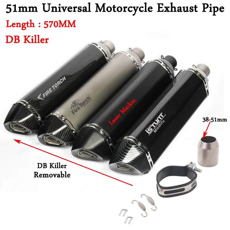 51mm Universal Motorcycle Exhaust Alpha Muffler Escape DB Killer Modify For Z900 KTM390 CBR250 PCX125 MT07 S1000RR FZ6 R3 Moto