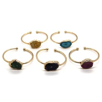 natural stone agate bracelet gold inlaid stone irregular crystal quartz bracelet fashion gem jewelry gift bracelet women