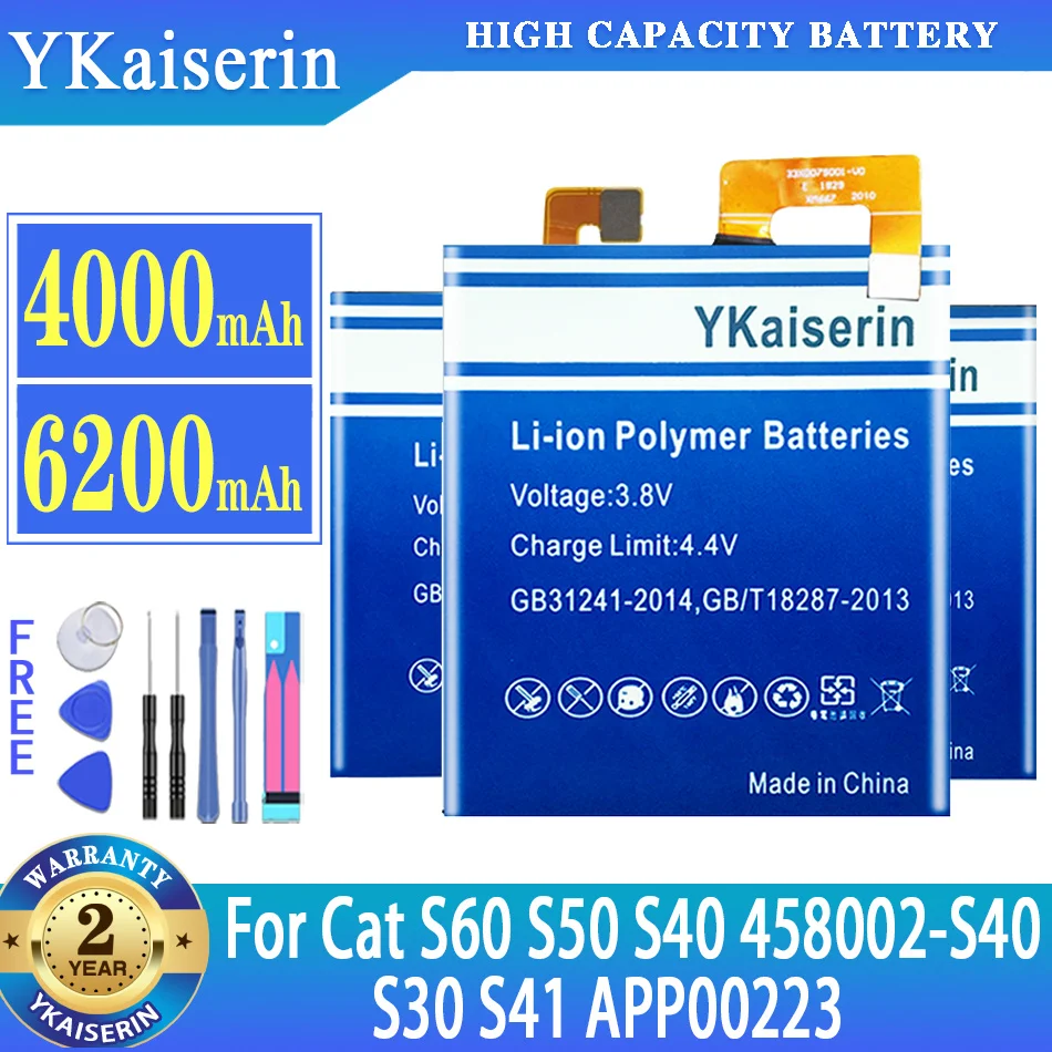 

YKaiserin high quality Battery for Cat S60 S50 S40 458002-S40 S30 S41 APP00223 Batterij + Free Tools