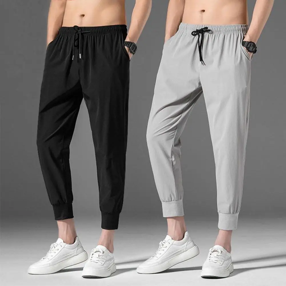 

Washable Drawstring Pants with Pockets Men Pants Elasticity Menswear Fashion Teenager Drawstring Harem Pants