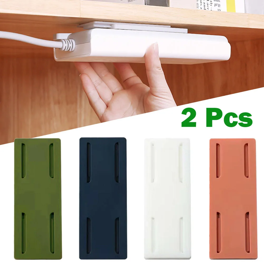 2pcs Socket Holder Socket Fixer Wall Mounted Socket Storage Rack Power Panel Remote Control Tissue Box Router Self-adhesive