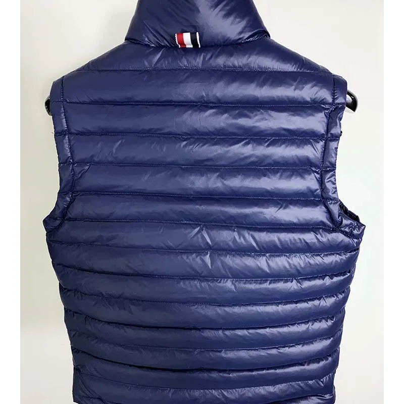 TB THOM Down Coat Vest White 4-Bar Striped Luxury Brand Design Women Duck Down Sleeveless Jacket Women Short Vest