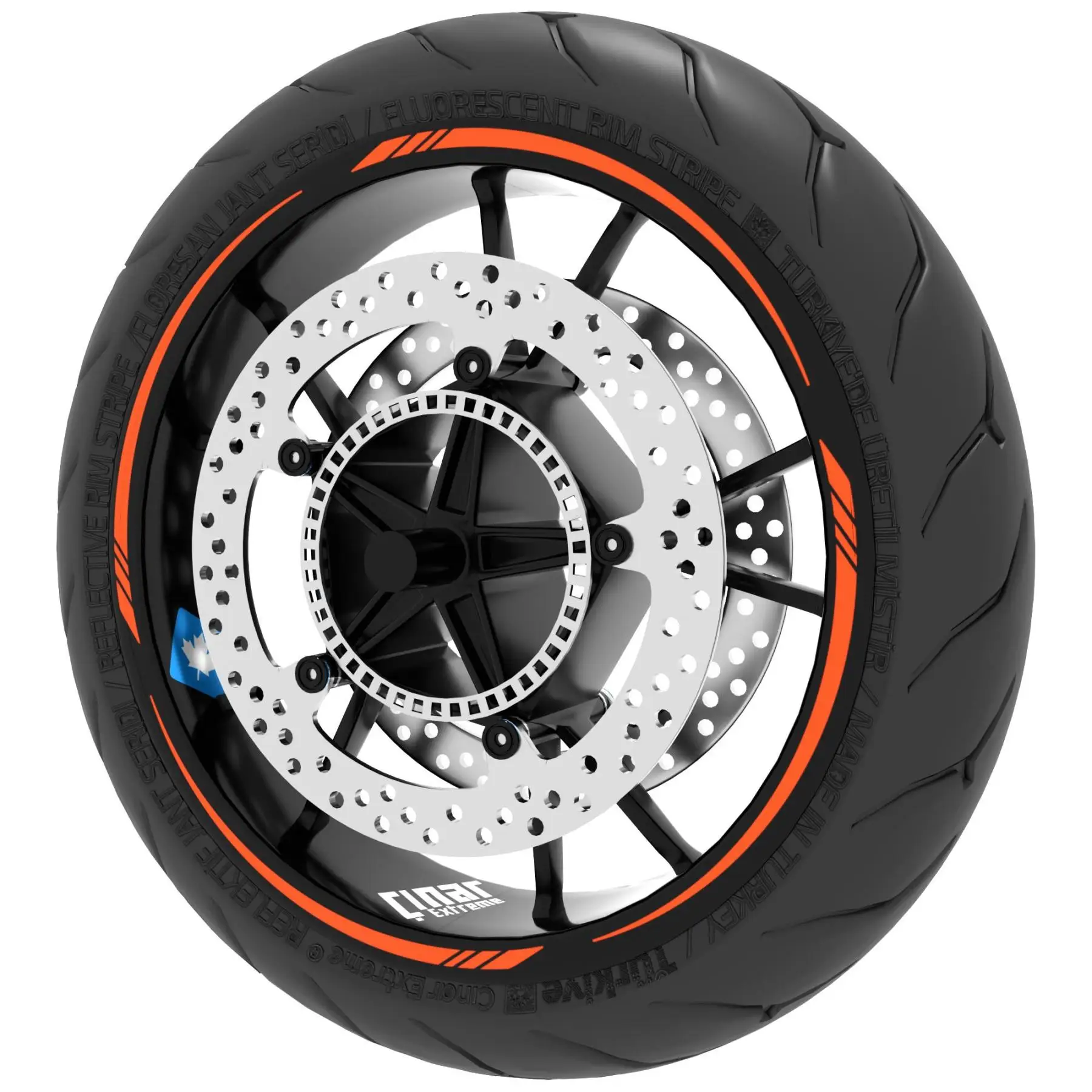 

Fluorescent Orange Sharp Rim Tape Wheel Stripes Decals Sticker CinarExtreme