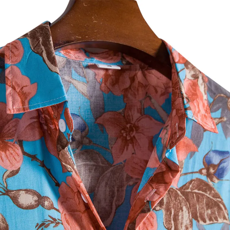 Гавайская рубашка с принтом измельченных листьев Повседневная Уличная одежда