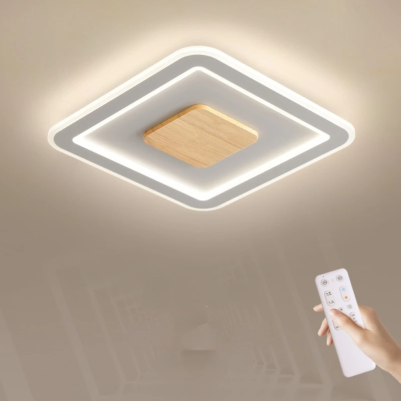 

Real Wood Square Ceiling Light for Bedroom Aisle Modern LED Chandeliers Decoration Lamps Indoor Lighting