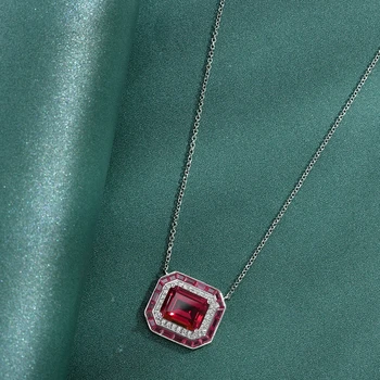 Silver Emerald Cut 9*11 - Moissanite Emerald Gemstone Pendant 4