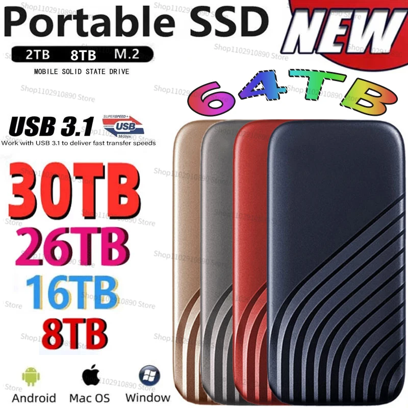 

New Original High-speed 128TB SSD 2TB 4TB Portable External Solid State Hard Drive USB3.1 Interface Mobile Hard Drive disco duro