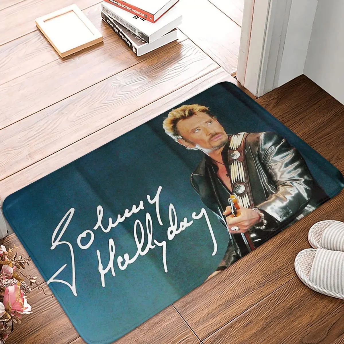 

Johnny Hallyday Rock Music French Singer Non-slip Doormat Living Room Mat Limited Access Floor Carpet Entrance Door Rug Bedroom