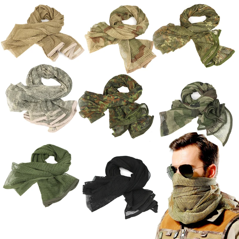 

Mesh Neck Scarf Military Tactical Scarf Camouflage KeffIyeh Sniper Face Scarf Veil Shemagh Head Wrap for Outdoor Camping Hunting