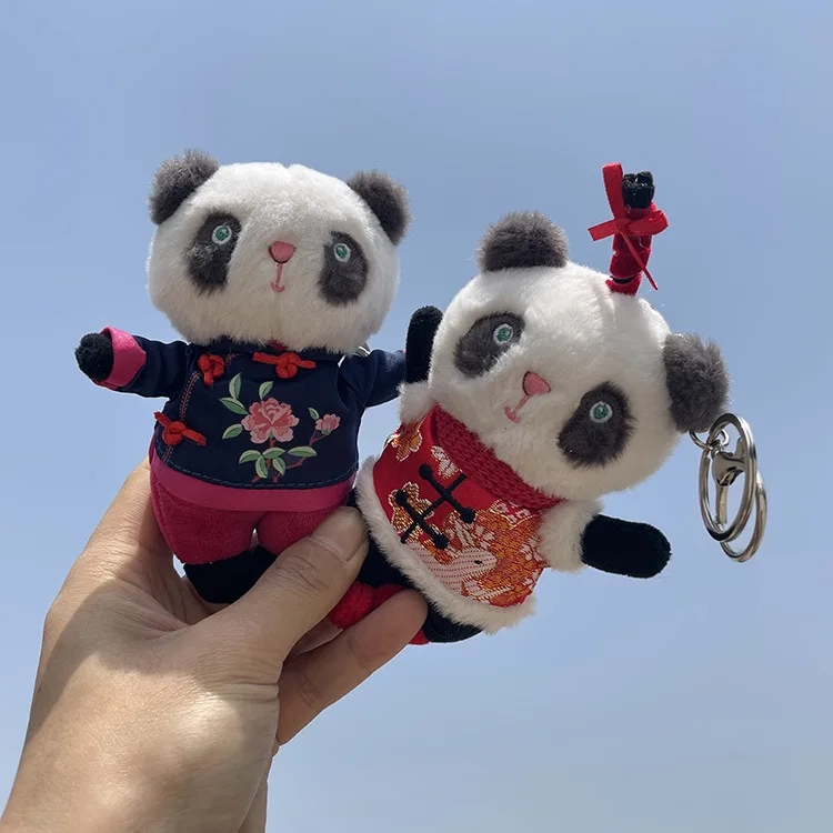 

Cute Chinese Style Panda Keychain Costume National Treasure Giant Panda Plush Bag Pendant Keychain Souvenir Jewelry