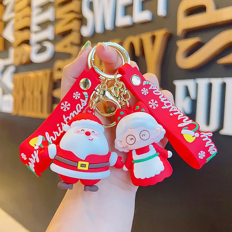 

Christmas Keychain Cartoon Cute Doll Keyring Fashion Couple Lover Bag Ornament Key Chain Car Pendant Christmas Present Gift