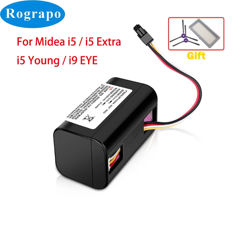 

New 14.4V 2800mAh Li-ion Battery For Midea i5 / i5 Extra / i5 Young / i5 Blink / i9 EYE / i50 Pro Robot Vacuum Cleaner +Gift