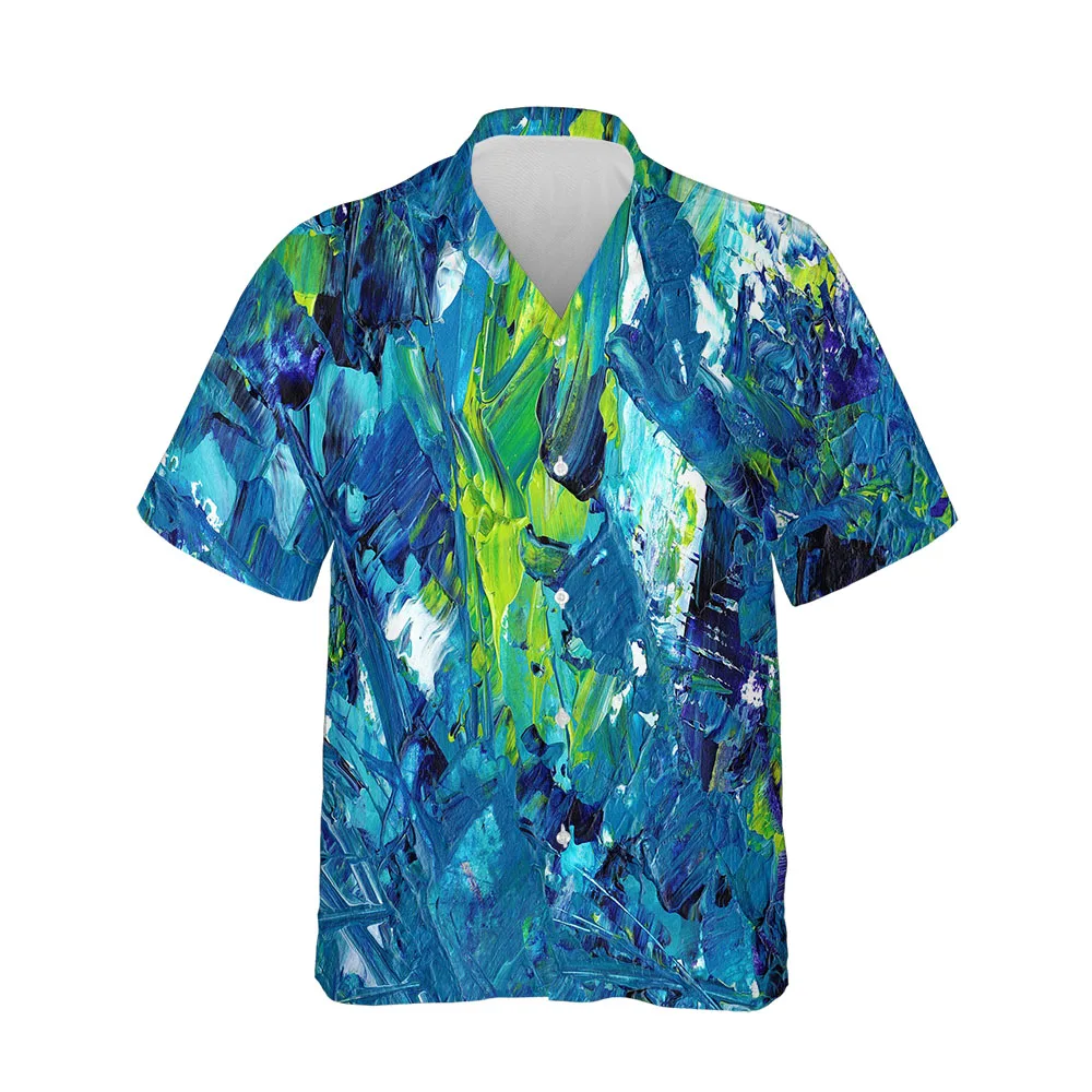 Jumeast 3D Aesthetic Hawaiian Men's Short Sleeve Shirt Clothing Summer Loose Comfortable Casual Blouse Top Fashion Man Clothes
