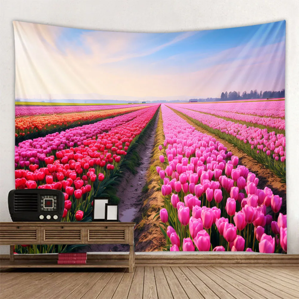 Гобелен с цветочным лесом красочный пейзаж фреска подвесная ткань пляжное