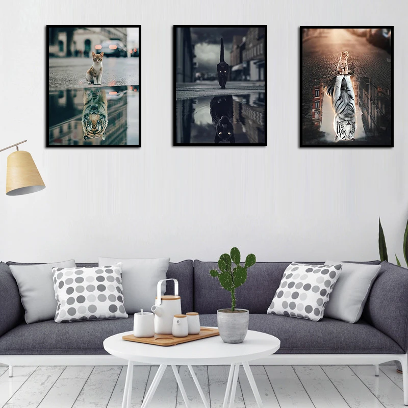 

The Mighty Tiger And Leopard Picture And Poster Prints Painting Animal Looks Like The Animal Grows Up Living Home Decoration