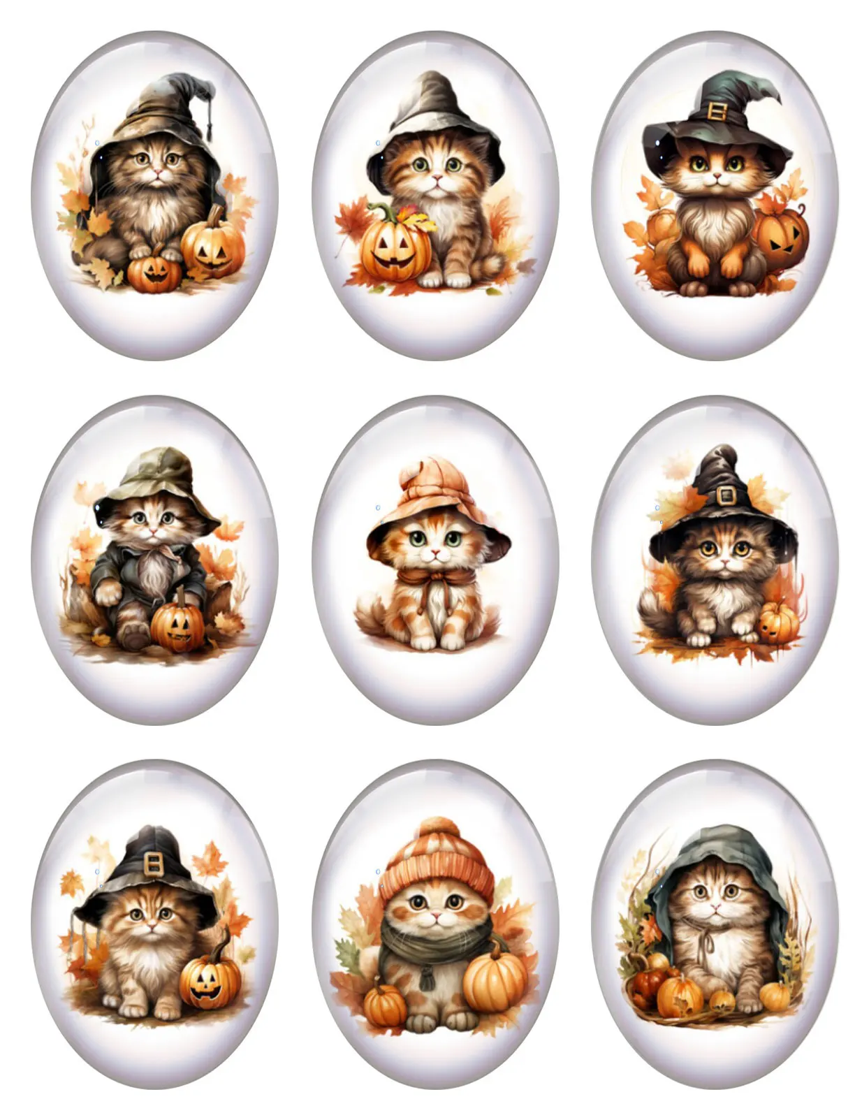 10 шт./лот шляпа Хэллоуин ведьма волшебник Кот Тыква кленовый лист Овальный фото