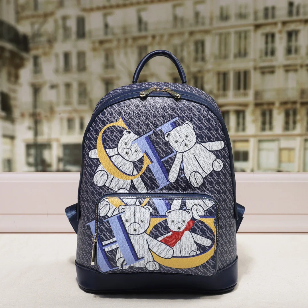 

CILMI HARVILL CHHC 2023 New Ladies School Bag Bear Pattern High Quality Large Capacity Zipper Design Alphabet Pattern