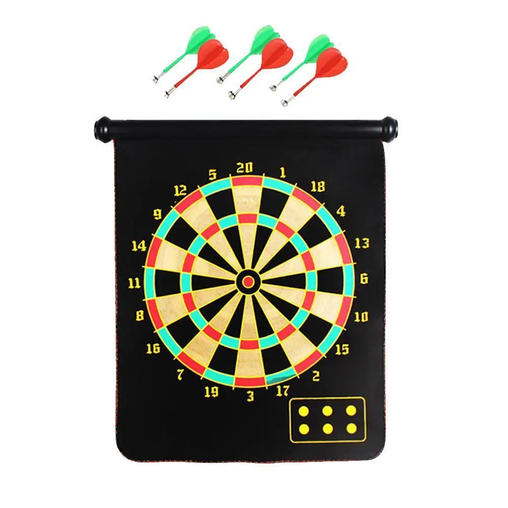 

15Inch Magnetic Dart Board Set Double Sided Flocking Dartboards Darts Safe Dart Game with 6 darts For Children