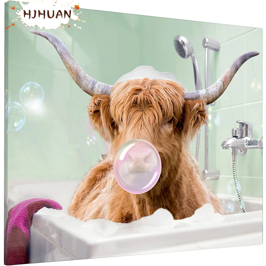 

5D DIY Animal art, Dutch highland cattle Diamond Painting Kit Full Drill Square Embroidery Art Picture of Rhinestones Decor Gift