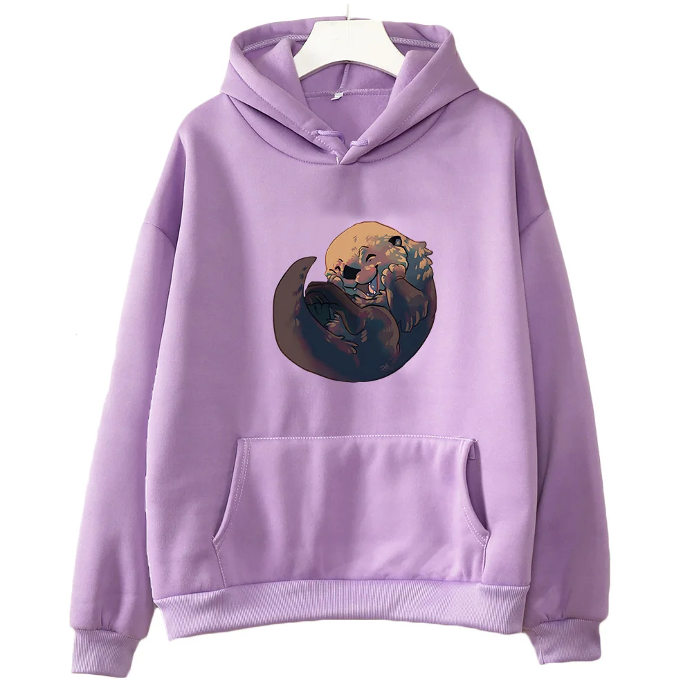

Otters Hoodie Kawaii Animal Sweatshirts Streetwear Prevalent Pullovers Autumn Winter Clothes Cartoon Pattern Hoody Oversize Tops