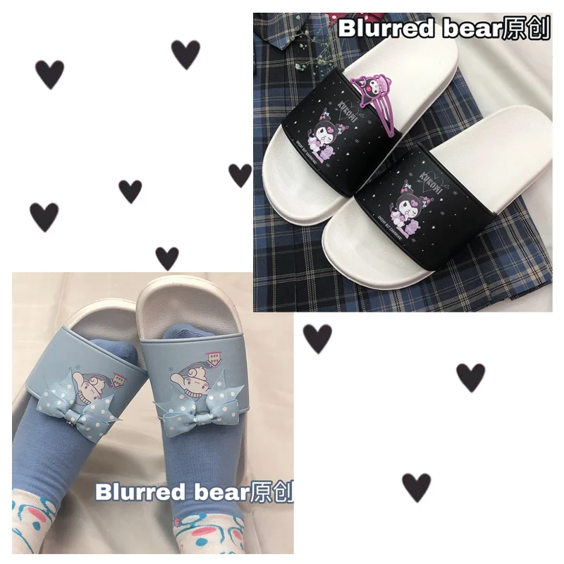 

Kawaii Sweet Cute Kuromi Cinnamoroll Indoor Non-slip Slippers Cartoon Creative Soft Bottom Summer Can Be Worn Outside Sandals
