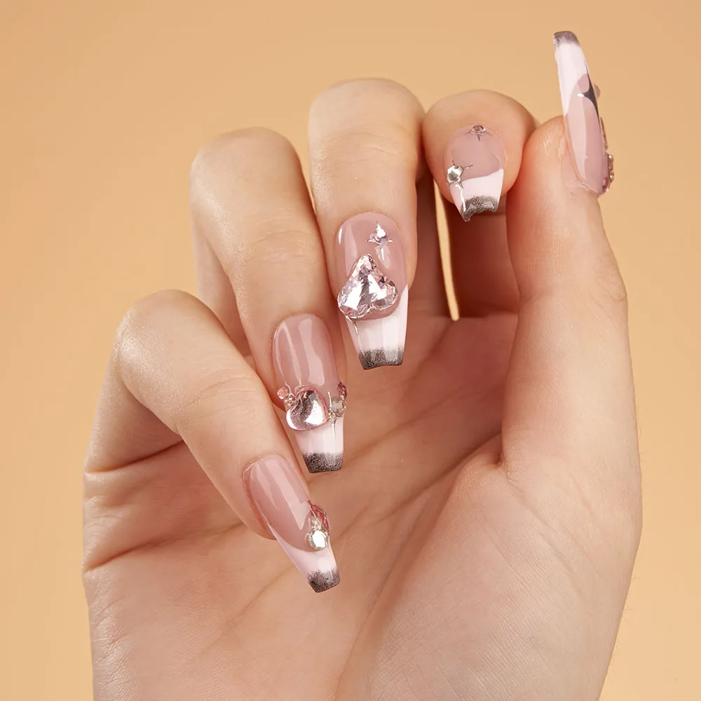 

Handmade Pink Press on Nails Short Korean Cat Eye Design Reusable Adhesive False Nails Artifical Acrylic Full Cover Nail Tips