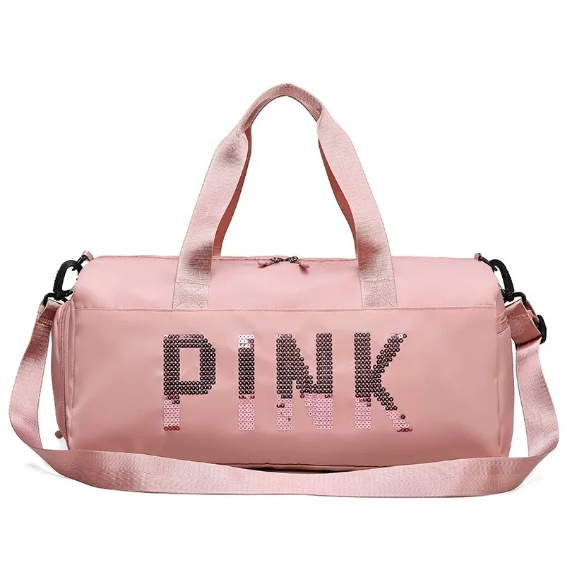 

New Sequins Pink Gym Bag Women Shoe Compartment Waterproof Sport Bags for Fitness Training Bolsa Sac De Sport Travel Bag