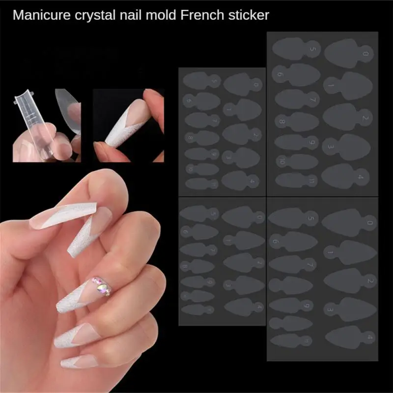 

5 Sheet/60pcs Fake Nail Sticker Fake Nail Tips Extension Nails Mold For Manicure French Tips Guide Stickers Nails Accessories